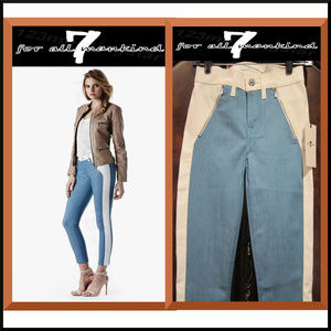 7 For All Mankind NWT Faux Leather Coated Skinny Denim Pant